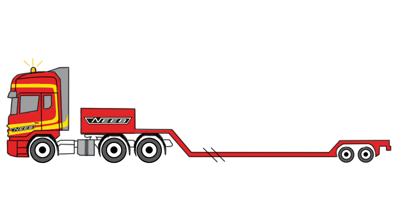 Low bed semi trailer extensible